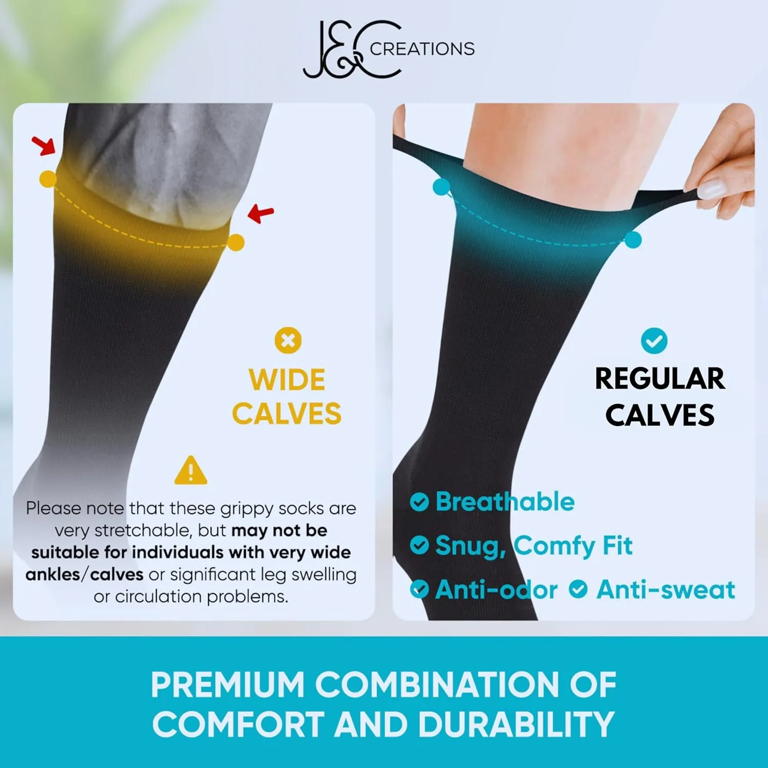 J&C Creations Premium Quality Grip Socks Men Size 10-13 - Hospital Socks For Men With Grips - 80% Viscose Bamboo