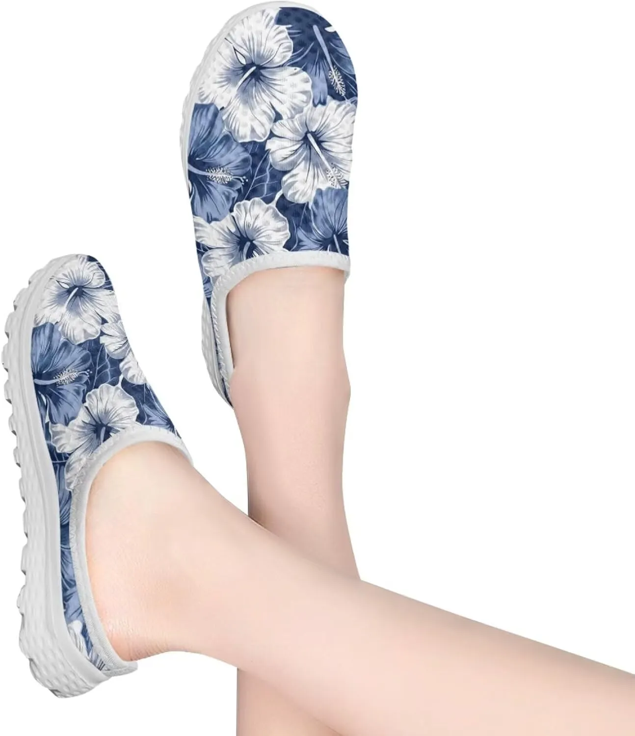 Jeiento Womens Slip On Walking Shoes Breathable Flat Mules Shoe with Arch Support Lightweight Comfort Open Back Casual Sneakers