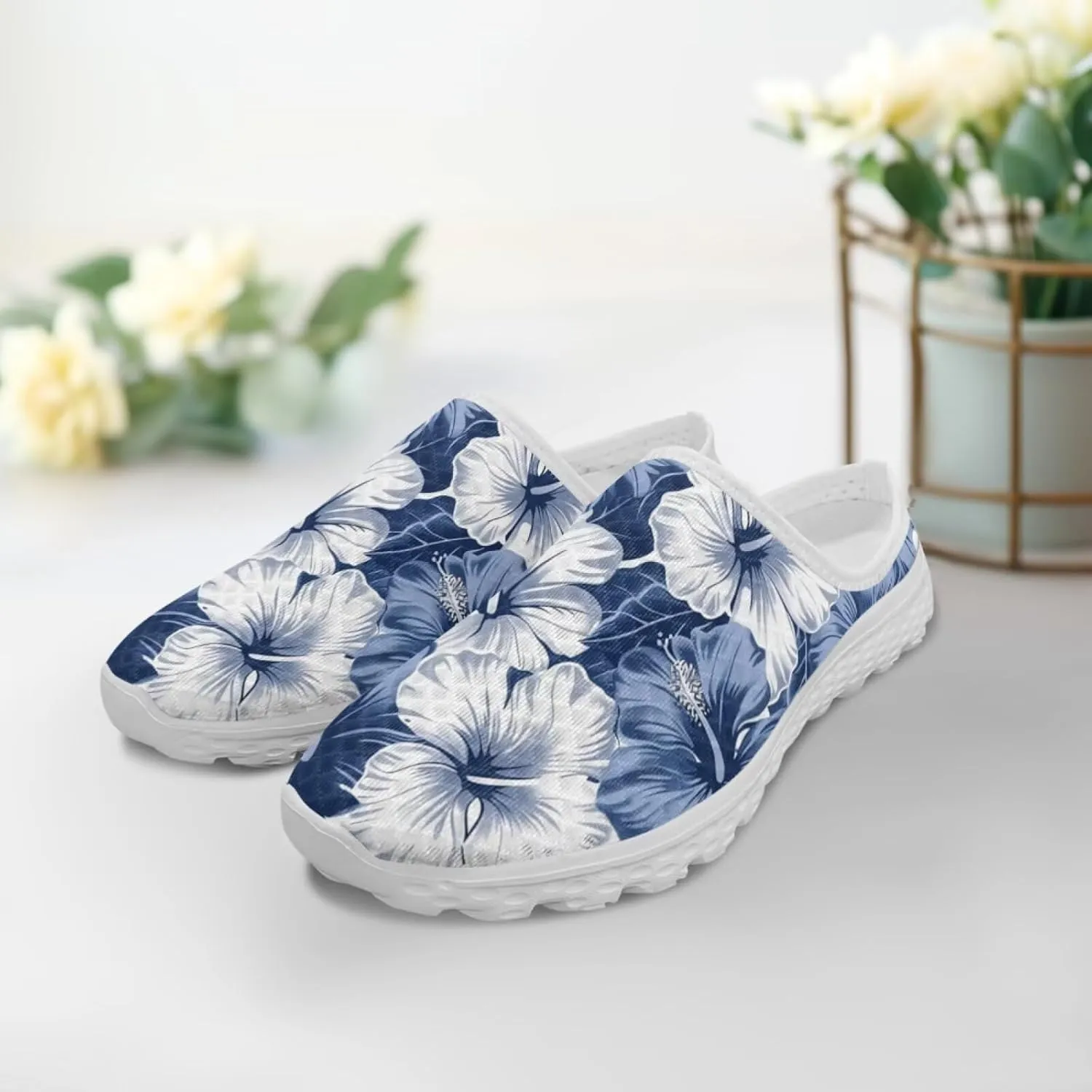 Jeiento Womens Slip On Walking Shoes Breathable Flat Mules Shoe with Arch Support Lightweight Comfort Open Back Casual Sneakers