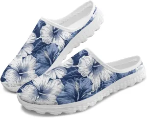 Jeiento Womens Slip On Walking Shoes Breathable Flat Mules Shoe with Arch Support Lightweight Comfort Open Back Casual Sneakers
