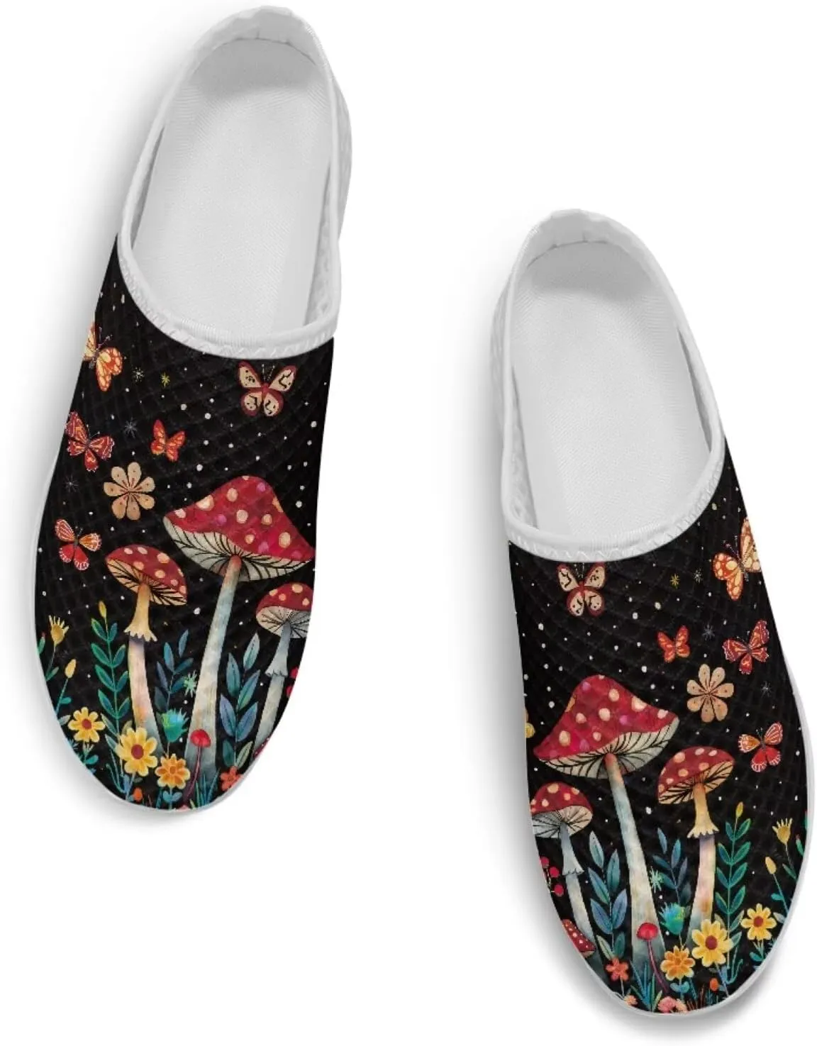 Jeiento Womens Slip On Walking Shoes Breathable Flat Mules Shoe with Arch Support Lightweight Comfort Open Back Casual Sneakers