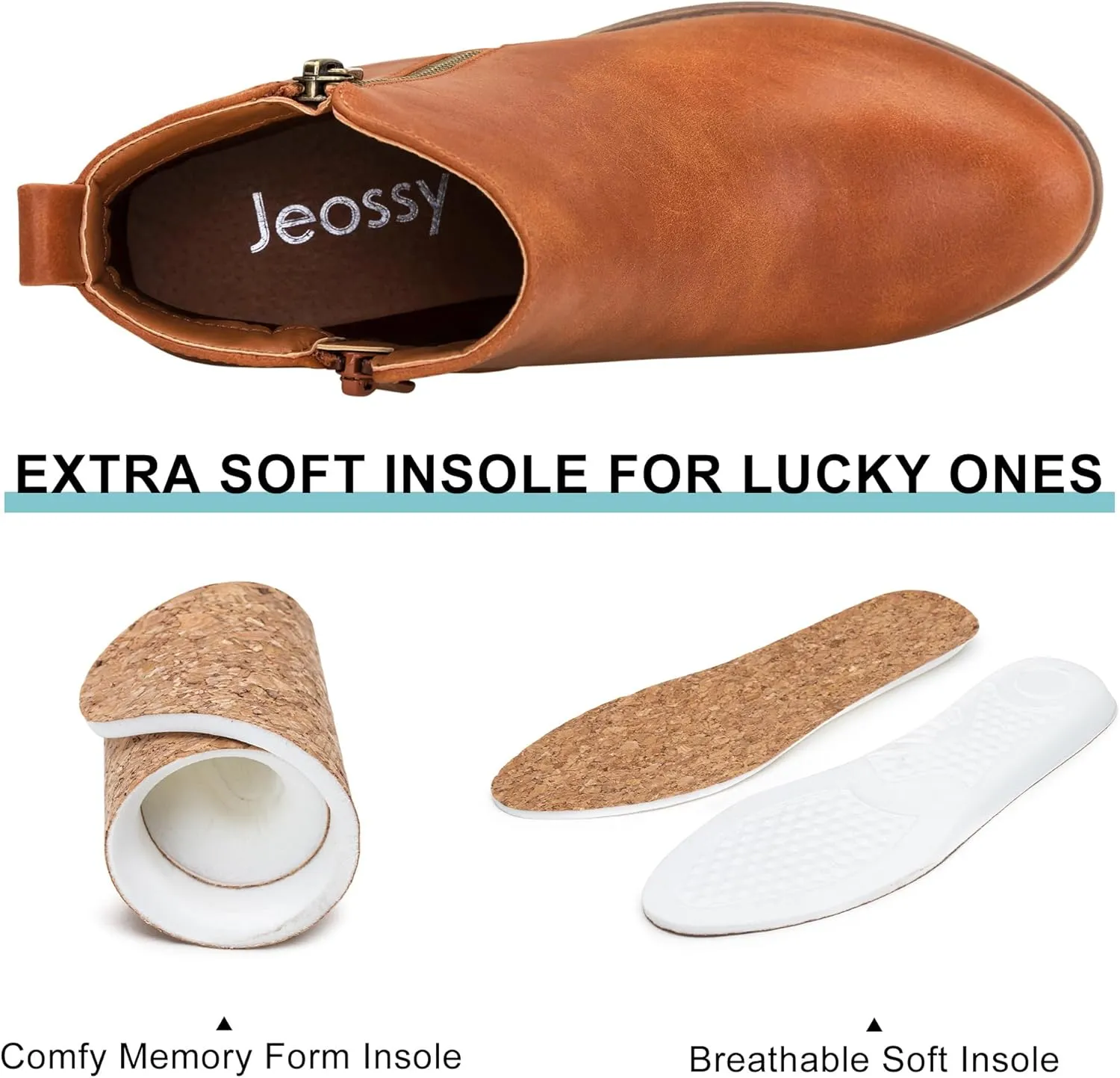 Jeossy Women's Ankle Boots, Classic Low Heeled Short Booties, Casual Comfortable Boots