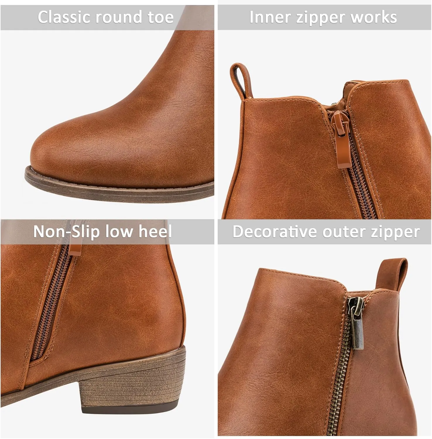Jeossy Women's Ankle Boots, Classic Low Heeled Short Booties, Casual Comfortable Boots