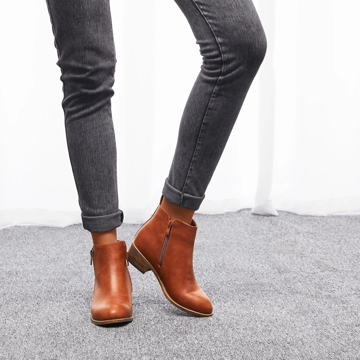 Jeossy Women's Ankle Boots, Classic Low Heeled Short Booties, Casual Comfortable Boots