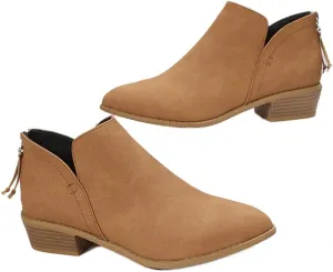 JITUUE Ankle Booties for Women,Women's Casual Dress Low Heeled Booties. V Cut Fashion Thick Heel Design Shoes