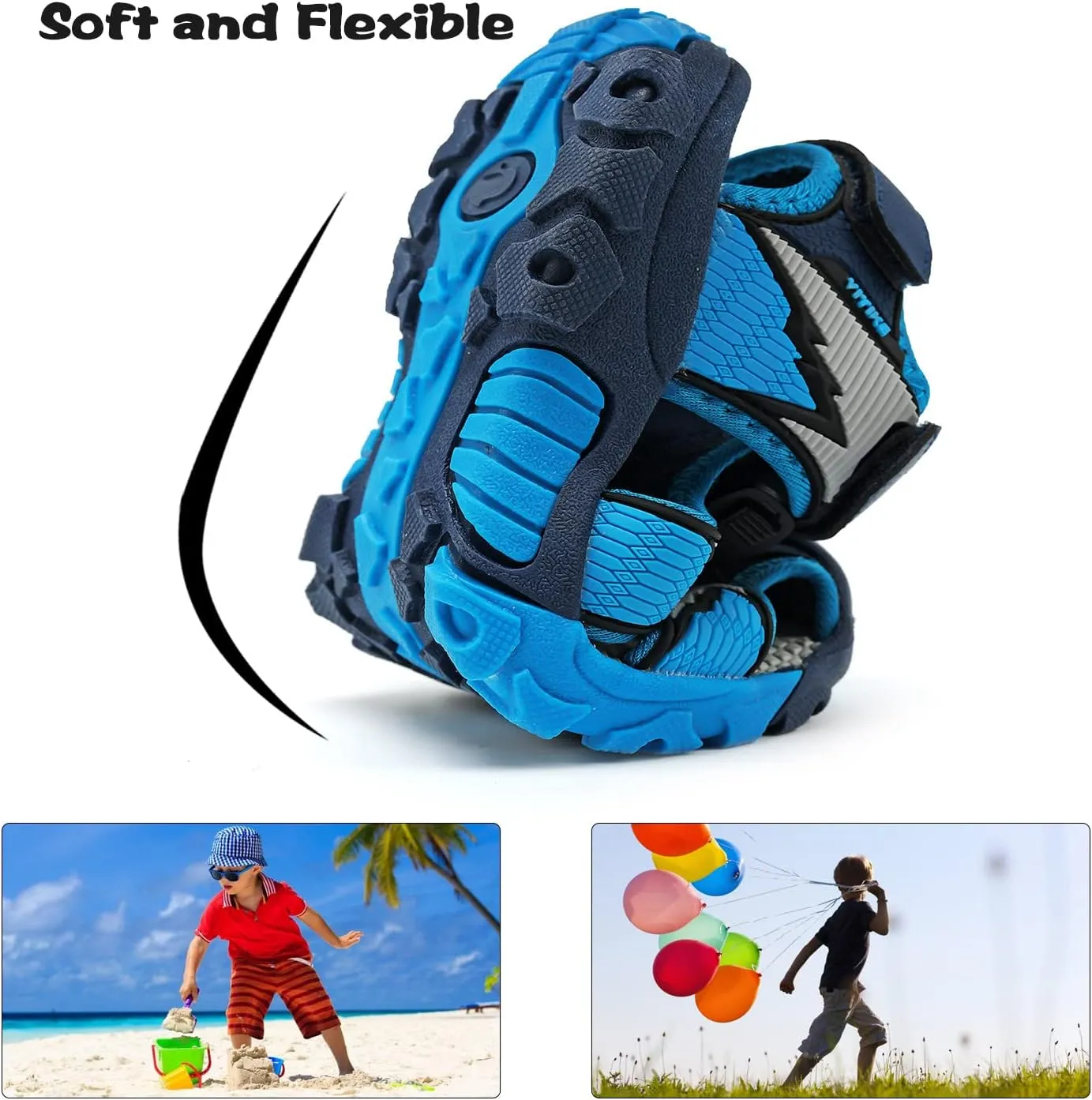 JMFCHI Boys Girls Sports Sandals Summer Kids Closed Toe Outdoor Sandals Athletic Water Shoes Sandals Child Pool Beach Sandals Quick Drying Slip Resistant