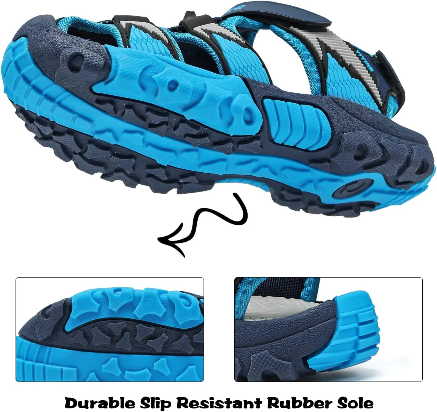 JMFCHI Boys Girls Sports Sandals Summer Kids Closed Toe Outdoor Sandals Athletic Water Shoes Sandals Child Pool Beach Sandals Quick Drying Slip Resistant