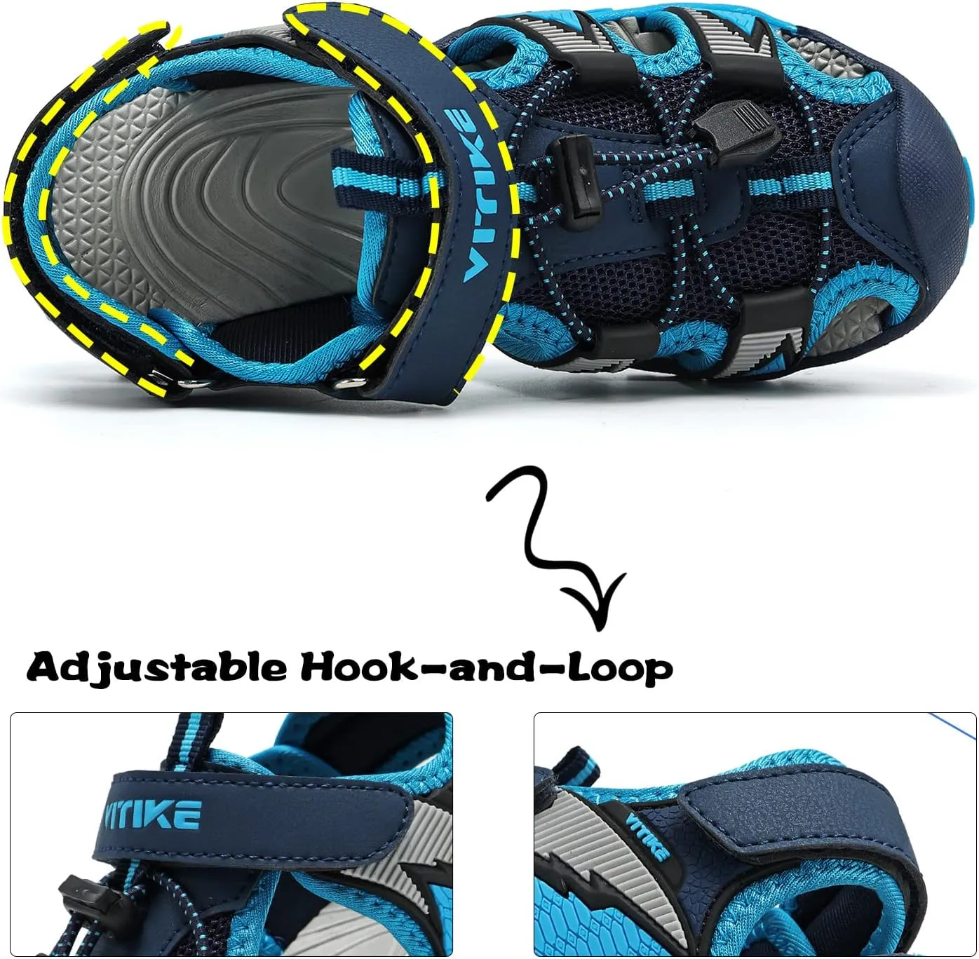 JMFCHI Boys Girls Sports Sandals Summer Kids Closed Toe Outdoor Sandals Athletic Water Shoes Sandals Child Pool Beach Sandals Quick Drying Slip Resistant