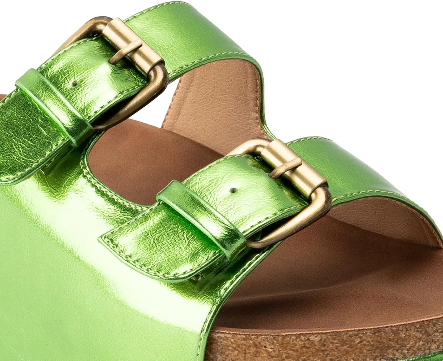 JORISTIMO Women's Cork Flatform Sandals Dual Buckled Band Suede Clogs Platform Slip On Sandals