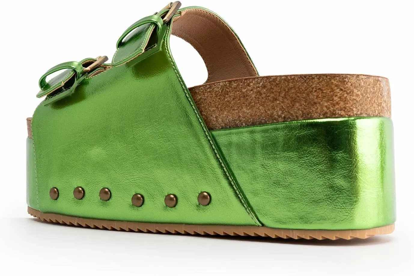 JORISTIMO Women's Cork Flatform Sandals Dual Buckled Band Suede Clogs Platform Slip On Sandals