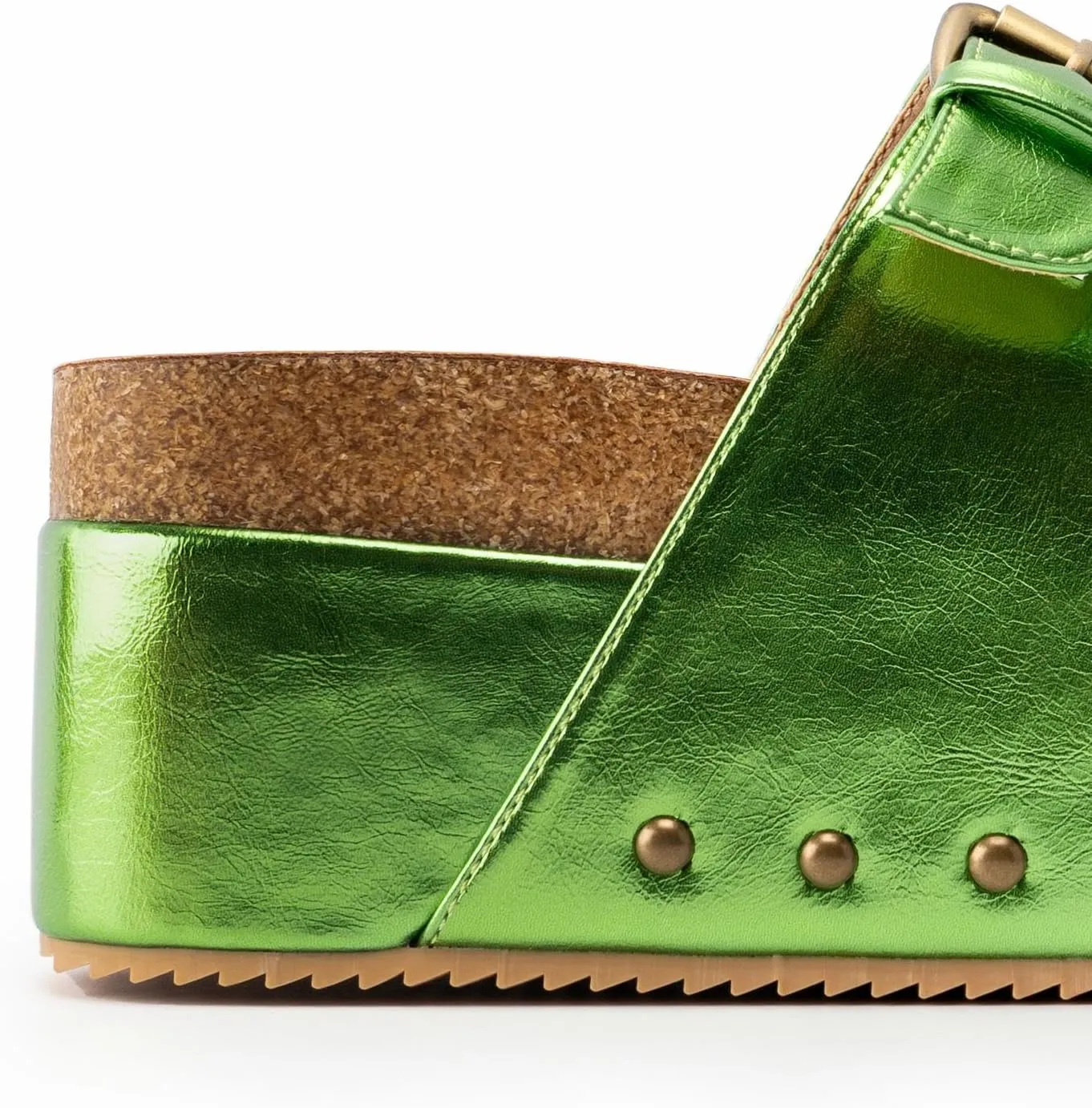 JORISTIMO Women's Cork Flatform Sandals Dual Buckled Band Suede Clogs Platform Slip On Sandals