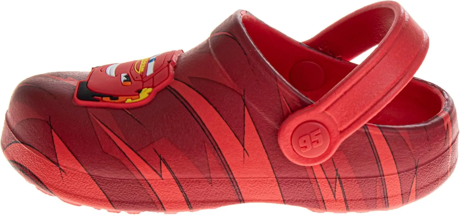 Josmo Kids Cars Clog Sandal Waterproof Slip-On Slides for Boys - Lightning McQueen Closed Toe Clogs with Backstrap (Sizes: 5-10 Toddlers / 11-12 Little Kids)