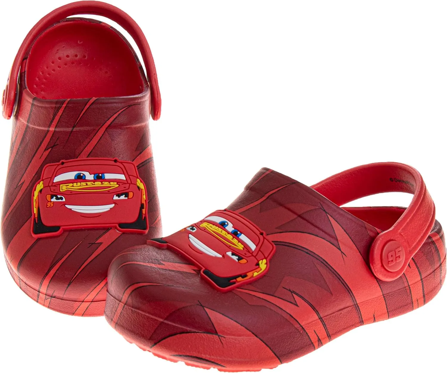 Josmo Kids Cars Clog Sandal Waterproof Slip-On Slides for Boys - Lightning McQueen Closed Toe Clogs with Backstrap (Sizes: 5-10 Toddlers / 11-12 Little Kids)
