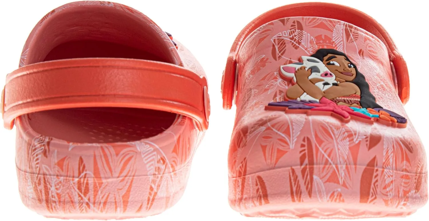 Josmo Kids Moana Clog Sandal Waterproof Slip-On Slides for Girls - Moana and Pua Closed Toe Clogs with Backstrap (Sizes 5-10 Toddlers / 11-12 Little Kids)