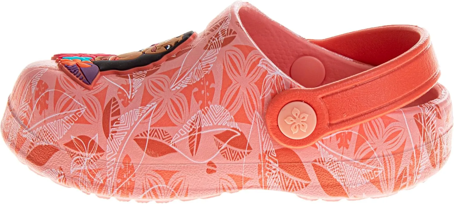 Josmo Kids Moana Clog Sandal Waterproof Slip-On Slides for Girls - Moana and Pua Closed Toe Clogs with Backstrap (Sizes 5-10 Toddlers / 11-12 Little Kids)