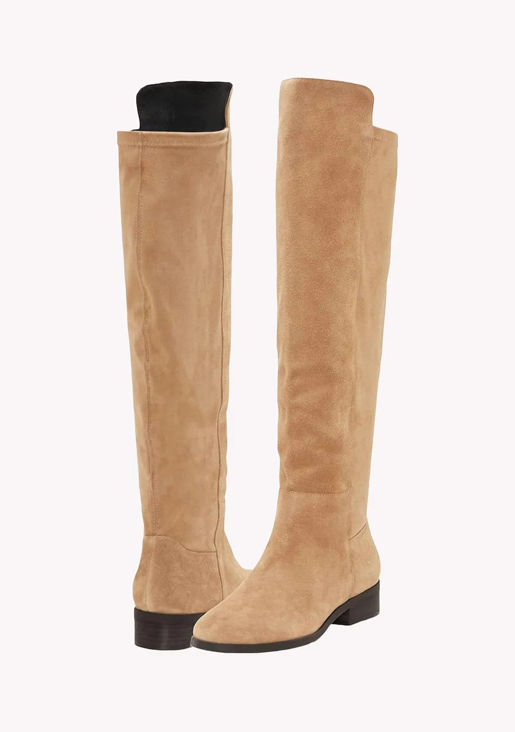 Juliet Holy Womens Knee High Boots Round Toe Chunky Block Heels Suede Fashion Winter Booties