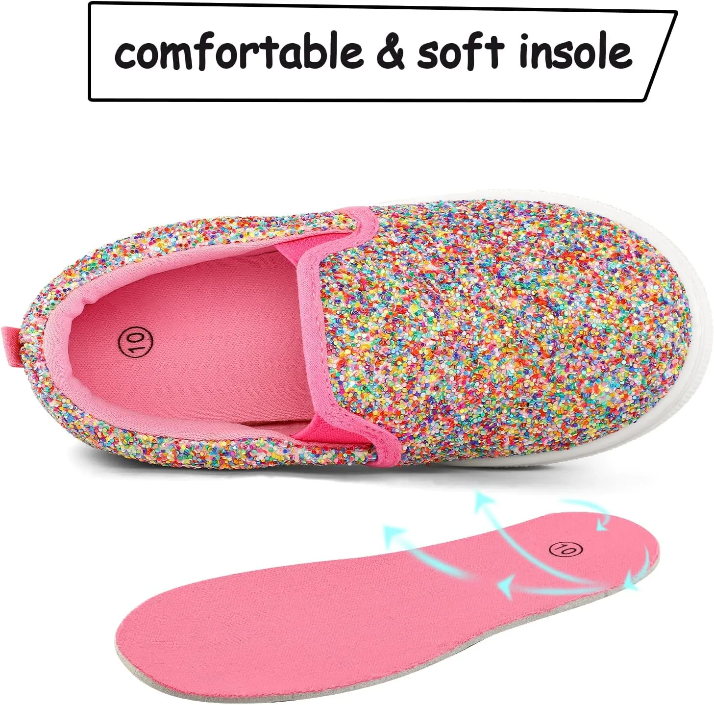 K KomForme Toddler Sneakers for Girls Boys Slip On Canvas Walking Shoes