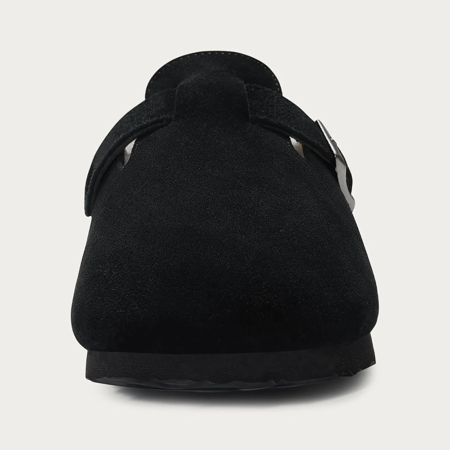 KIDMI Women's Fur Lined Suede Clogs Fuzzy Cork Footbed Mules Slip On Winter Potato Shoes