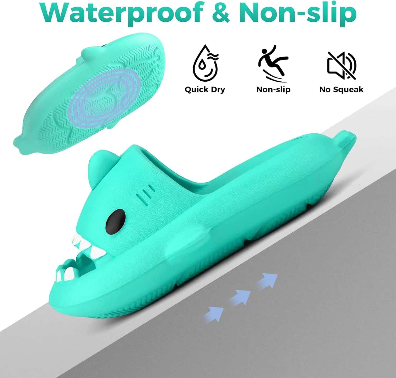 Kids Shark Slides丨Pillow Shower Sandals Quick Dry Slippers丨Toddler Boys Girls Comfy Cloud Slides丨Summer Non-Slip Thick Sole Beach Pool shoes
