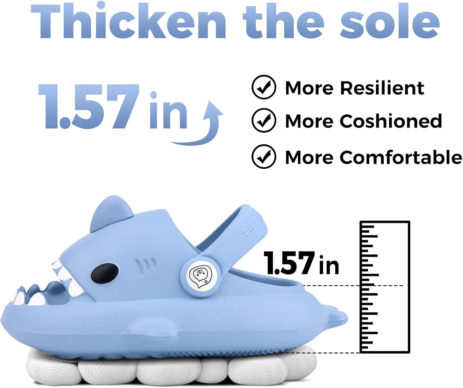 Kids Shark Slides丨Pillow Shower Sandals Quick Dry Slippers丨Toddler Boys Girls Comfy Cloud Slides丨Summer Non-Slip Thick Sole Beach Pool shoes