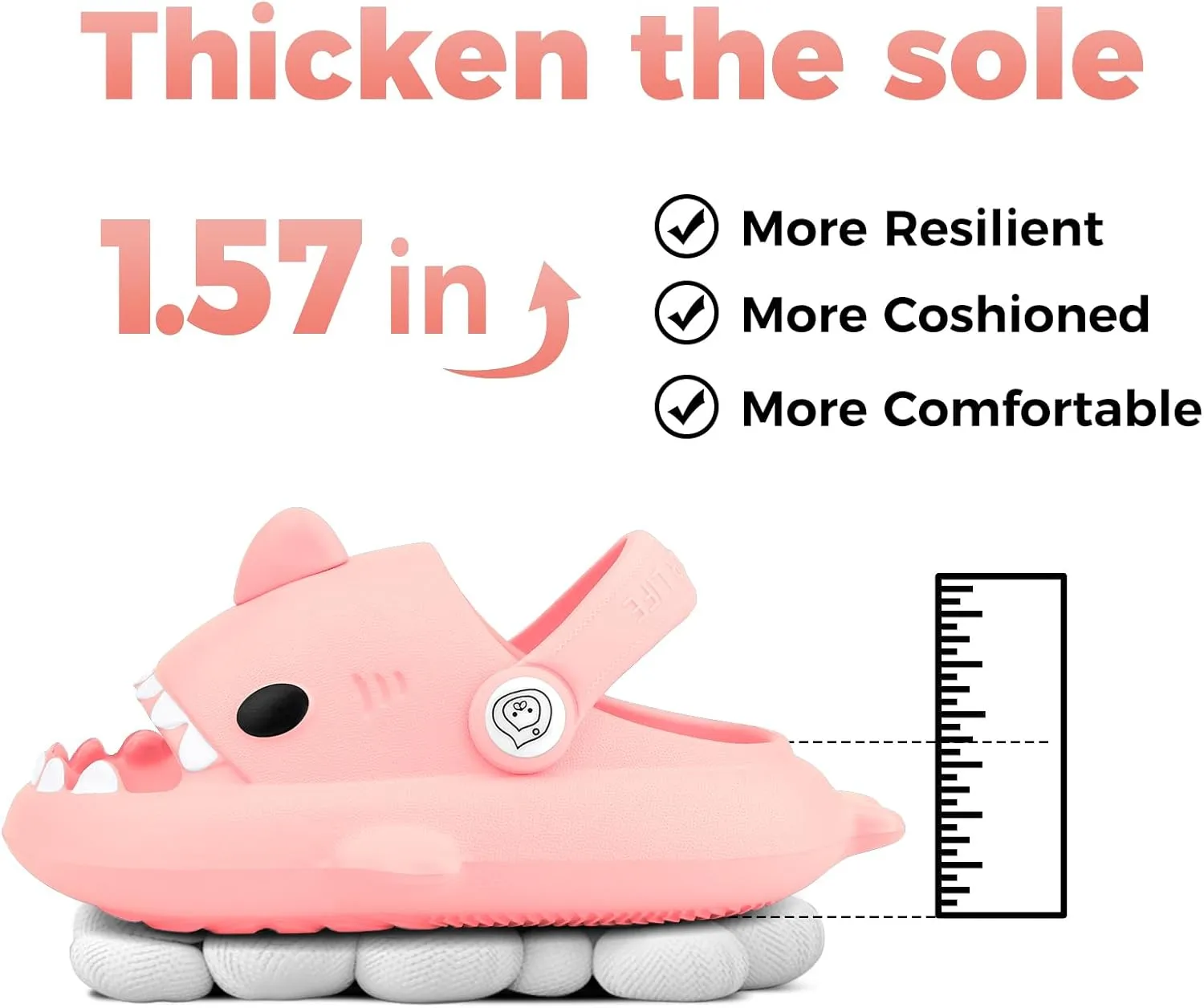 Kids Shark Slides丨Pillow Shower Sandals Quick Dry Slippers丨Toddler Boys Girls Comfy Cloud Slides丨Summer Non-Slip Thick Sole Beach Pool shoes