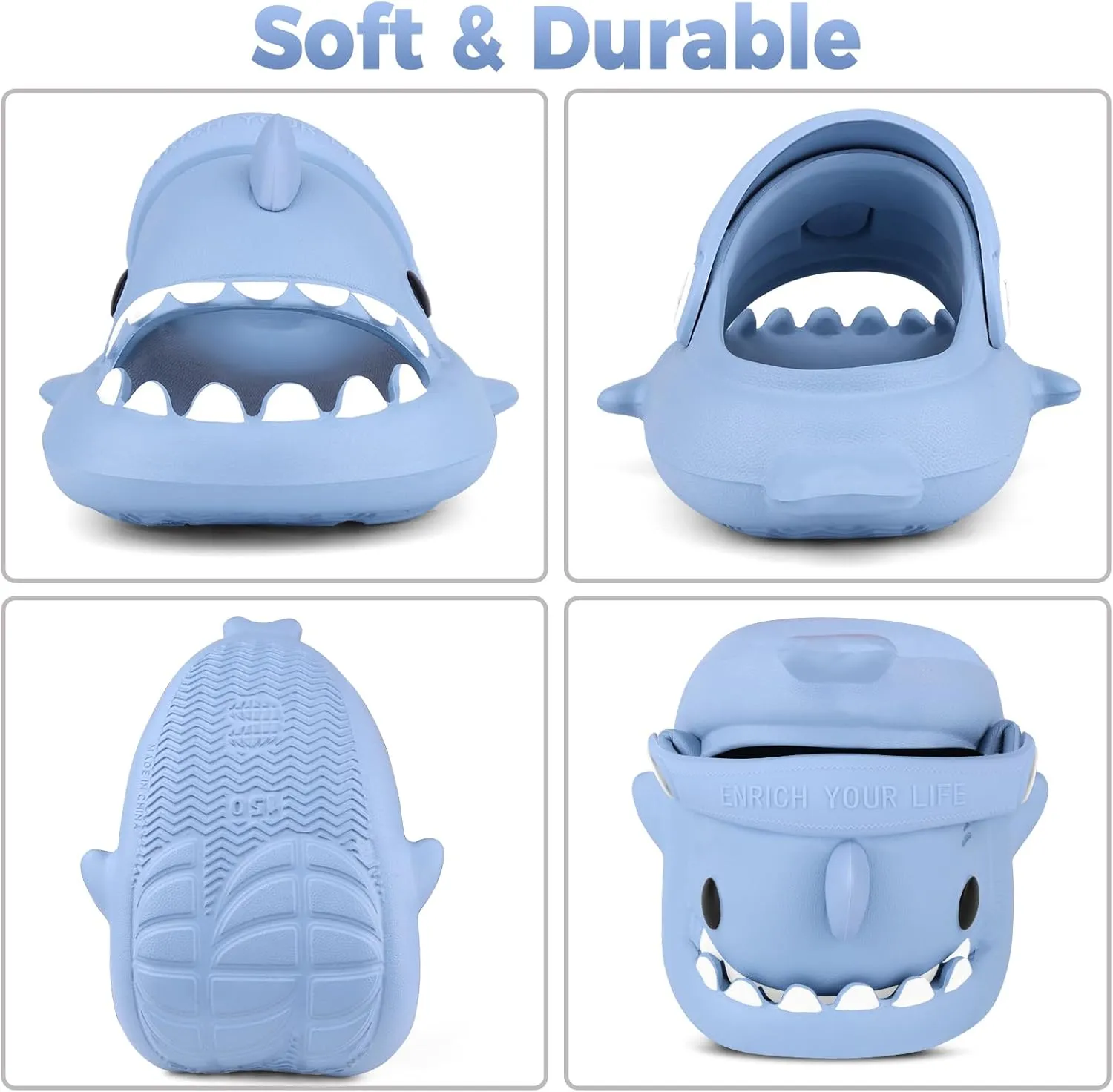 Kids Shark Slides丨Pillow Shower Sandals Quick Dry Slippers丨Toddler Boys Girls Comfy Cloud Slides丨Summer Non-Slip Thick Sole Beach Pool shoes