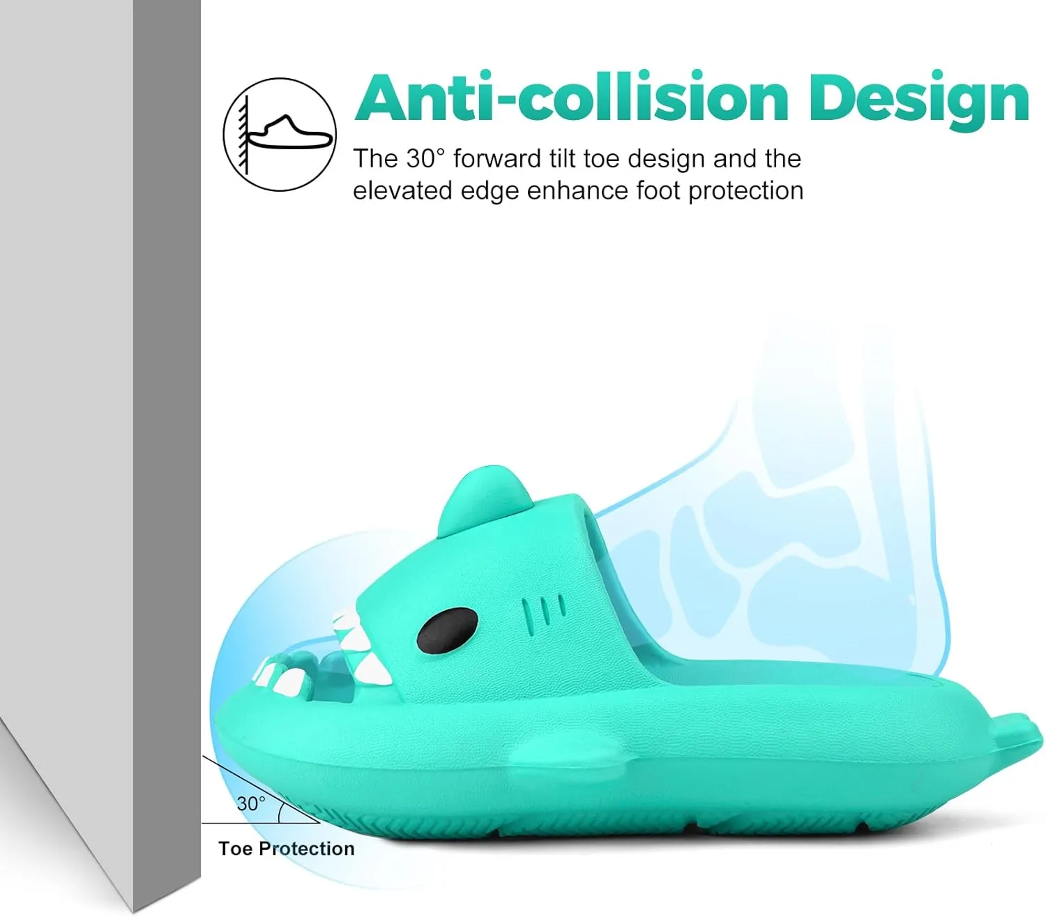 Kids Shark Slides丨Pillow Shower Sandals Quick Dry Slippers丨Toddler Boys Girls Comfy Cloud Slides丨Summer Non-Slip Thick Sole Beach Pool shoes