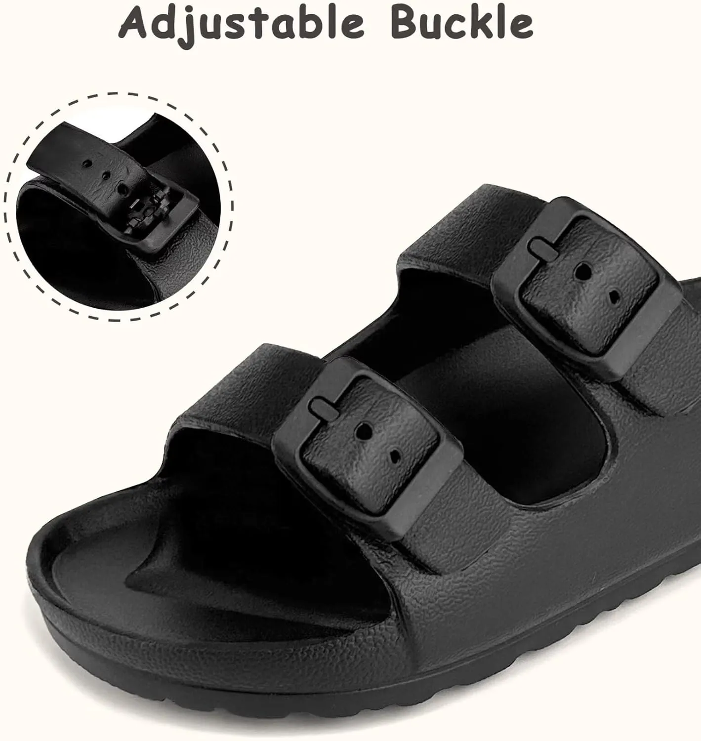 Kids Slide Sandals Boys Girls Buckle Adjustable EVA Slipper Sandals