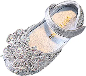 Kids Toddler Girls Rhinestones Butterfly Dress Shoes Baby Flat Bottom Princess Sandals Flower Wedding Party Shoes