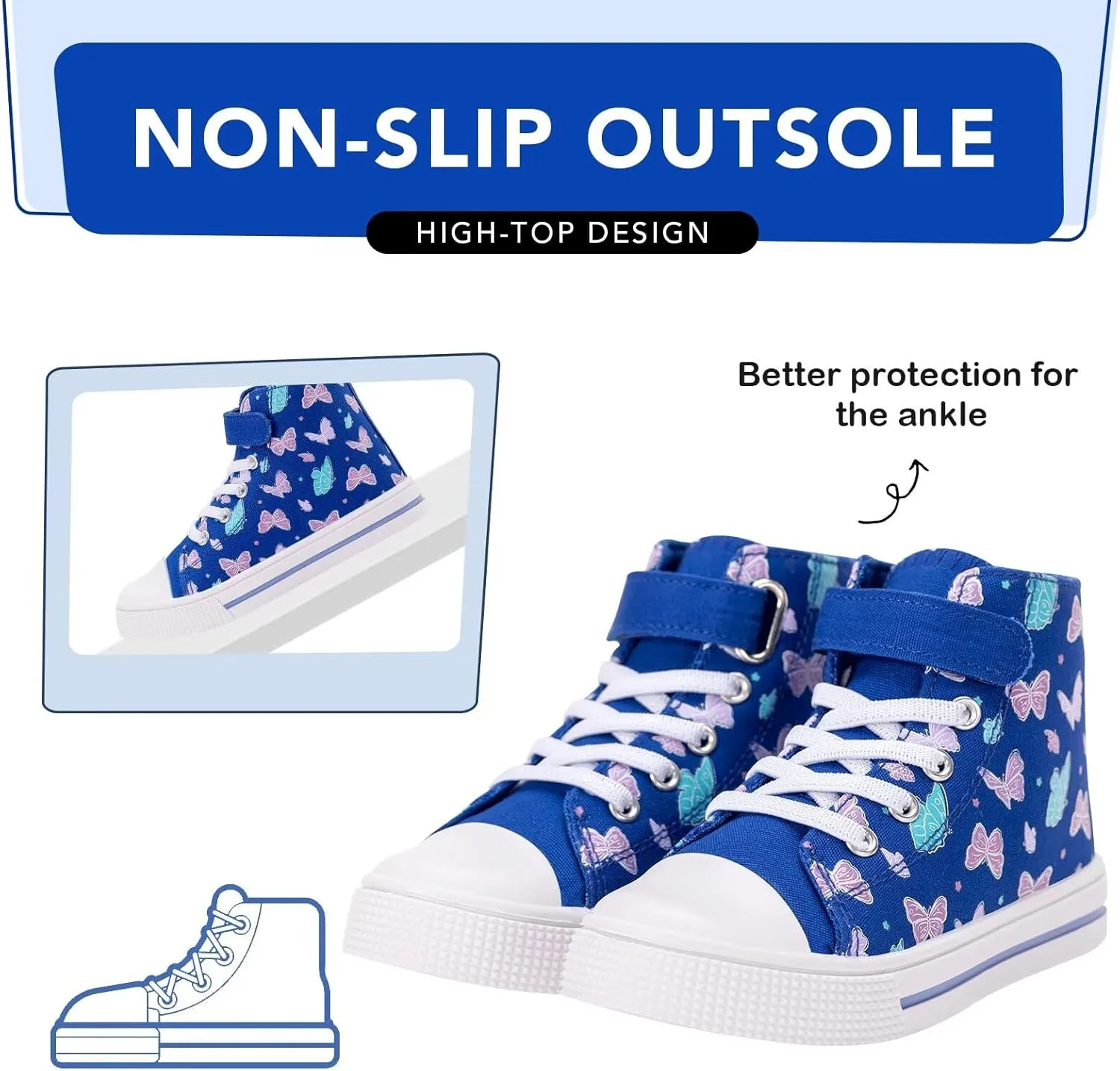 Kids Toddler Sneakers Girls Boys High Top Canvas Shoes Unisex-Child Casual Shoes