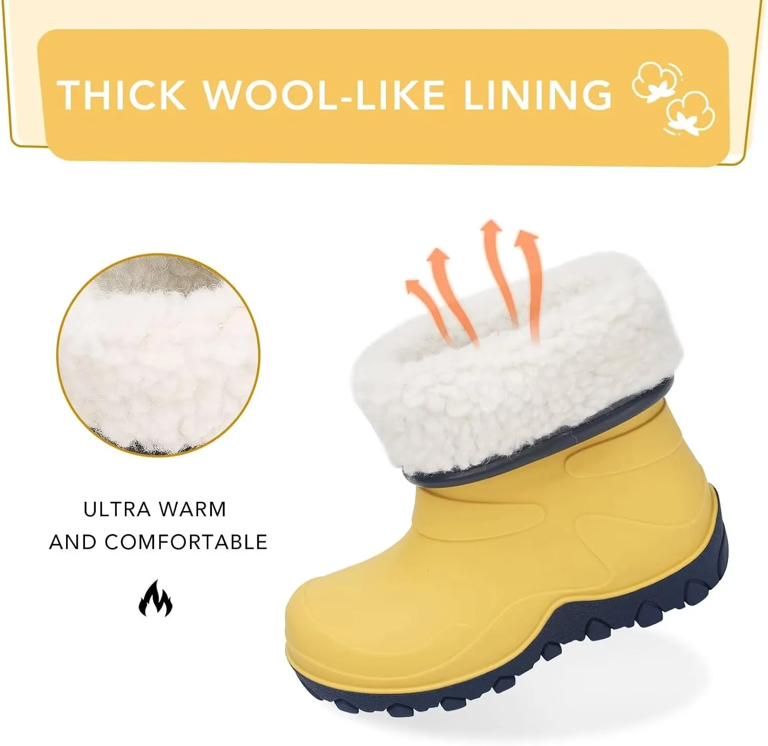 Kids Winter Rain Boots, Insulated Warm Snow Boots, Children Waterproof Mud Boots for Boys and Girls, Toddler/Little Kid/Big Kid