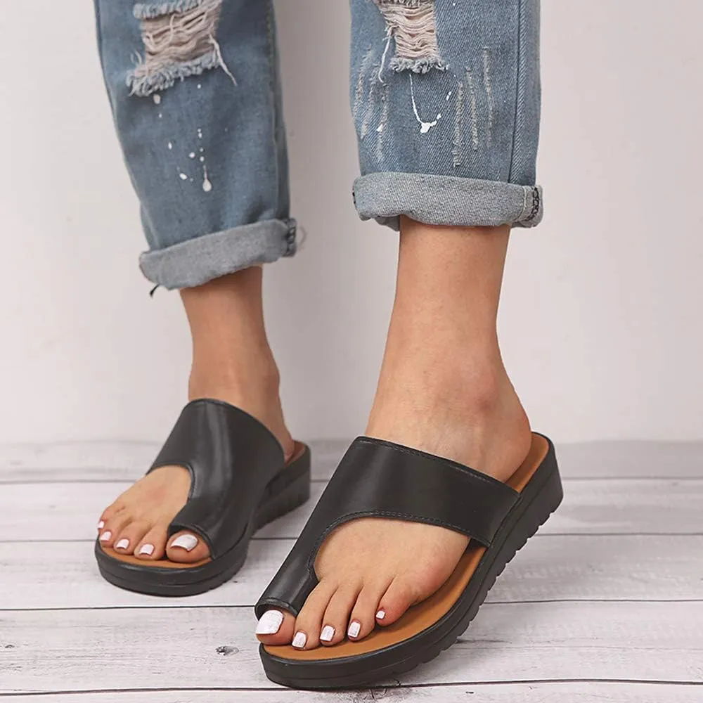 KINOW Women Bunion Sandals Platform Wedge Slippers Orthopedic Flip Flops Summer Shoes