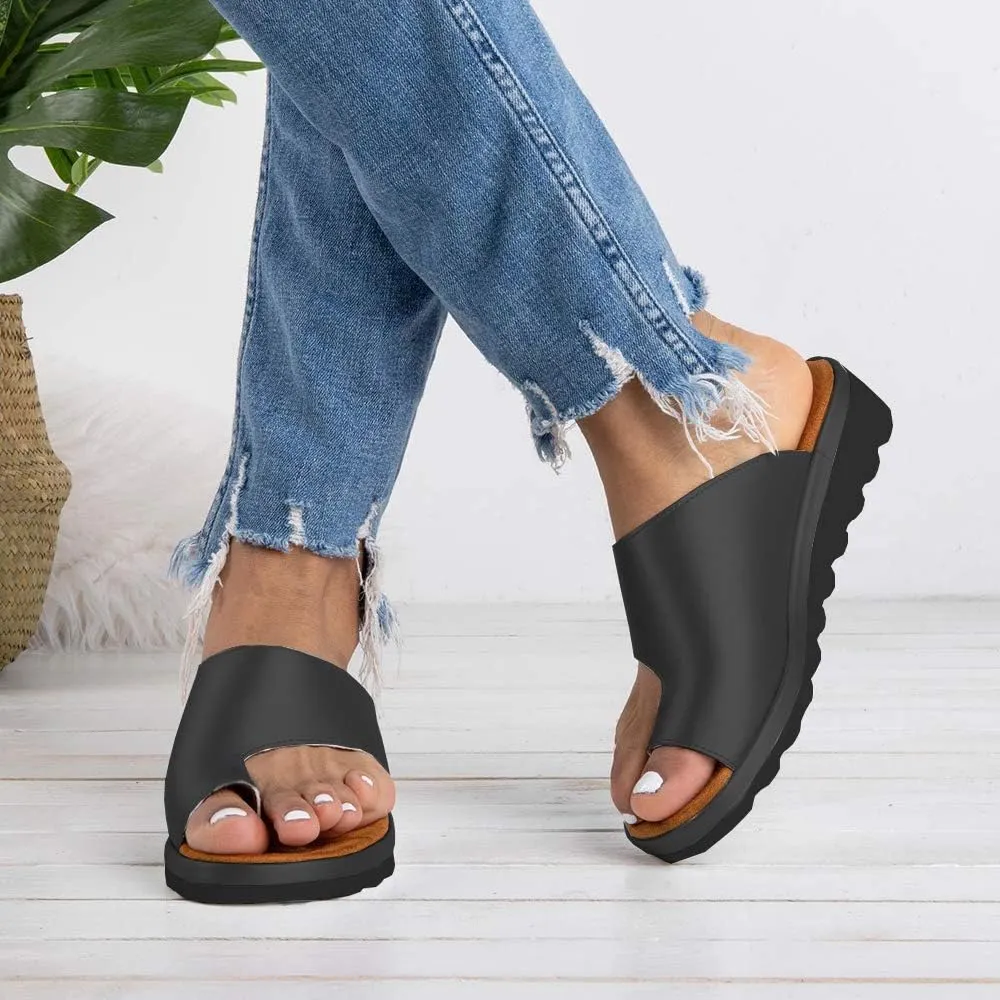 KINOW Women Bunion Sandals Platform Wedge Slippers Orthopedic Flip Flops Summer Shoes