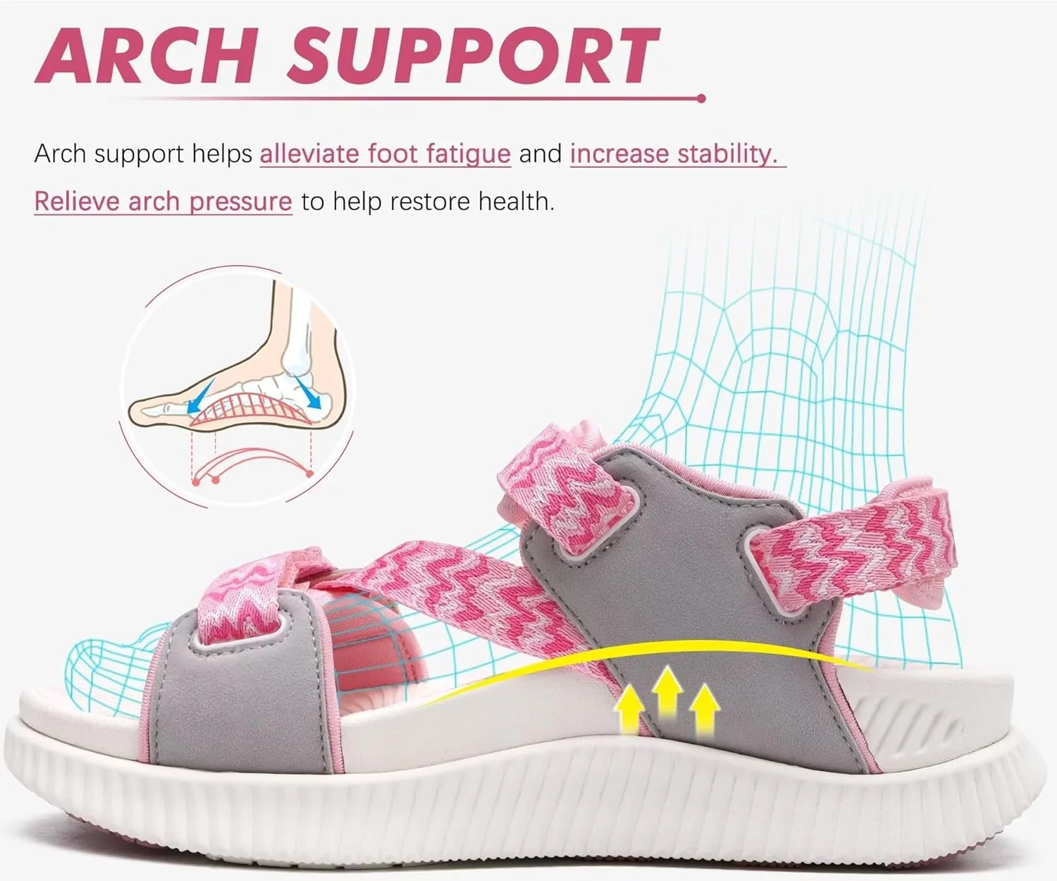 KuaiLu Womens Orthopedic Walking Sandals Recovery Sport Outdoor Hiking Water Sandles Thick Athletic Cushion Adjustable Leather Strap Sandals with Comfortable Plantar Fasciitis Arch Support