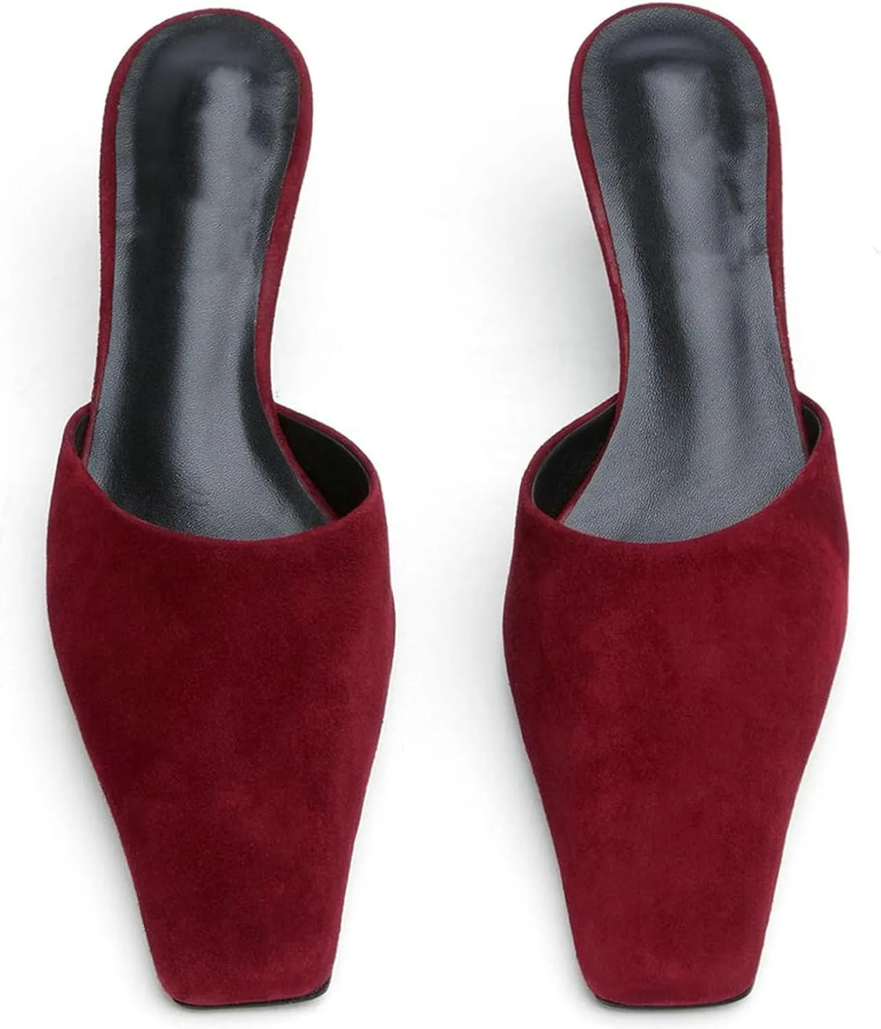 KysBloes Kitten Heel Mules for Women Square Toe Slip On Pumps Low Heel Slides Backless Dress Casual Shoes