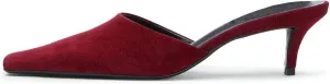 KysBloes Kitten Heel Mules for Women Square Toe Slip On Pumps Low Heel Slides Backless Dress Casual Shoes