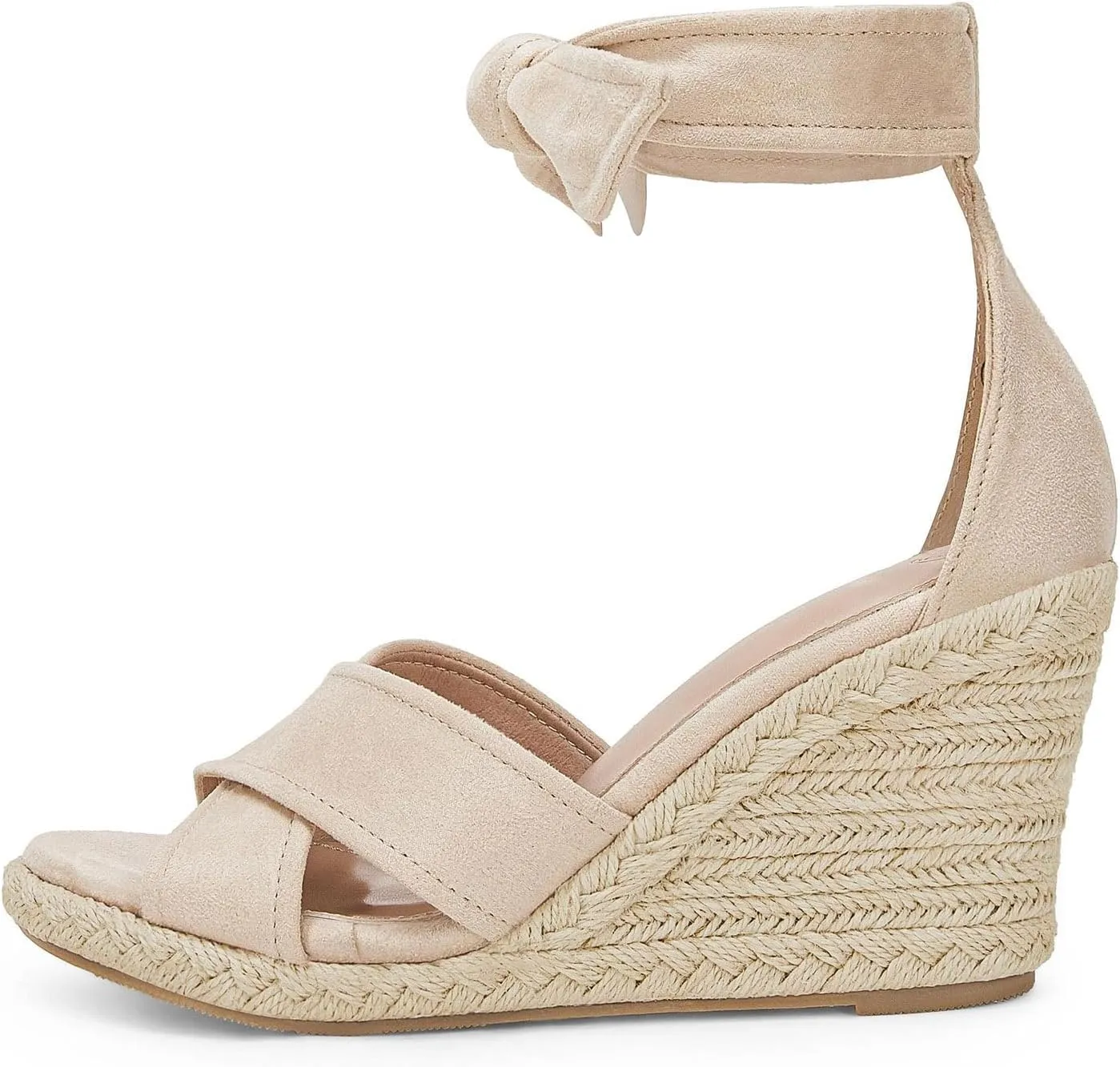 LAICIGO Women's Lace Up Espadrille Wedge Sandals Open Toe Platform Ankle Strap Summer Dress Shoes