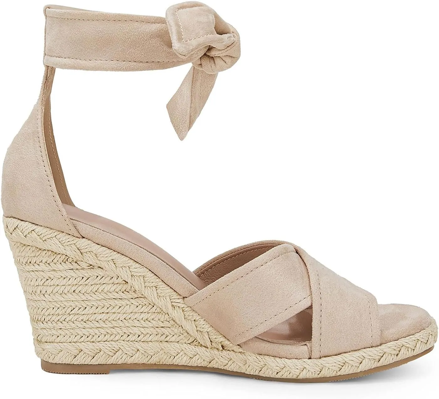 LAICIGO Women's Lace Up Espadrille Wedge Sandals Open Toe Platform Ankle Strap Summer Dress Shoes