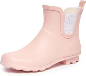 Laura Ashley Ladies Mid Cut Ankle Height Rubber Rain Boots, Lightweight Waterproof Booties for Women