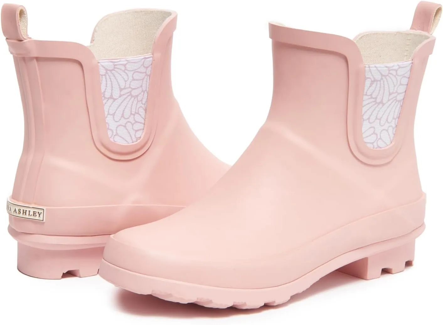 Laura Ashley Ladies Mid Cut Ankle Height Rubber Rain Boots, Lightweight Waterproof Booties for Women
