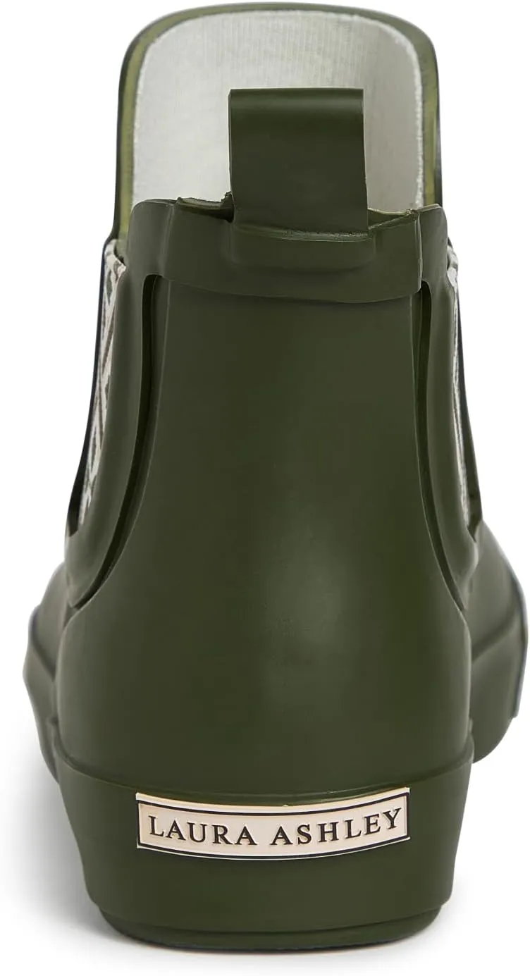 Laura Ashley Women's Rain Boots, Mid Cut Rubber Rain Boots for Women - Waterproof Flat Heeled Ankle Boots for Ladies