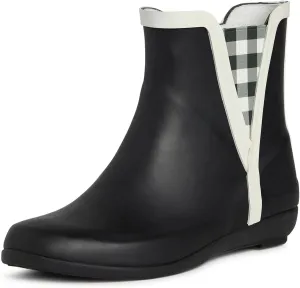 Laura Ashley Women's Rain Boots, Mid Cut Rubber Rain Boots for Women - Waterproof Flat Heeled Ankle Boots for Ladies