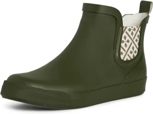 Laura Ashley Women's Rain Boots, Mid Cut Rubber Rain Boots for Women - Waterproof Flat Heeled Ankle Boots for Ladies