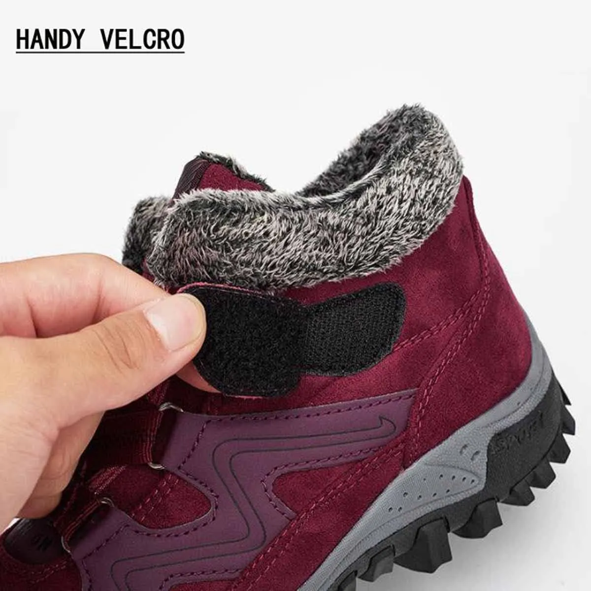 LAVAEGG Women's Winter Thermal Snowy Villi Leather Ankle Boots Fashion high top Boots Outdoor Walking Shoes Non-Slip Hiking Shoes