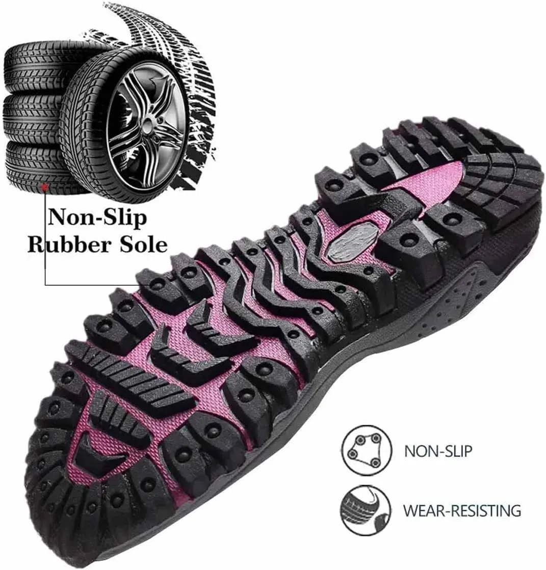 LAVAEGG Women's Winter Thermal Snowy Villi Leather Ankle Boots Fashion high top Boots Outdoor Walking Shoes Non-Slip Hiking Shoes