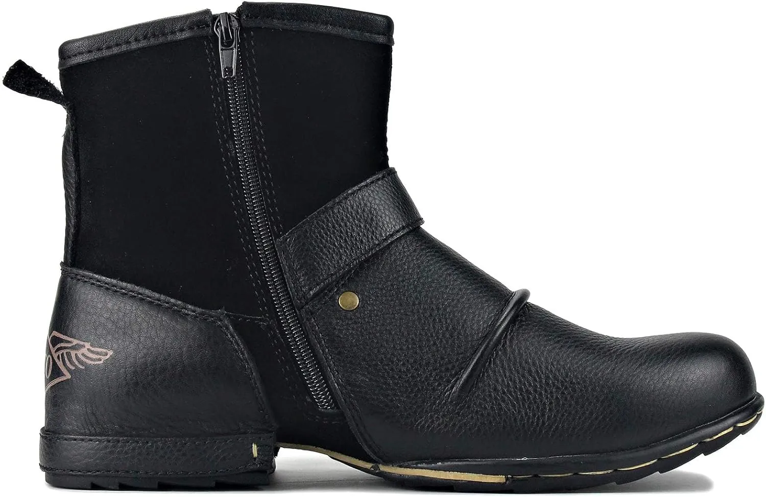 Leather Casual Motorcycle Combat Hiking Dress Ankle Boots for Men with Side Zipper CD-5008-1-N-S