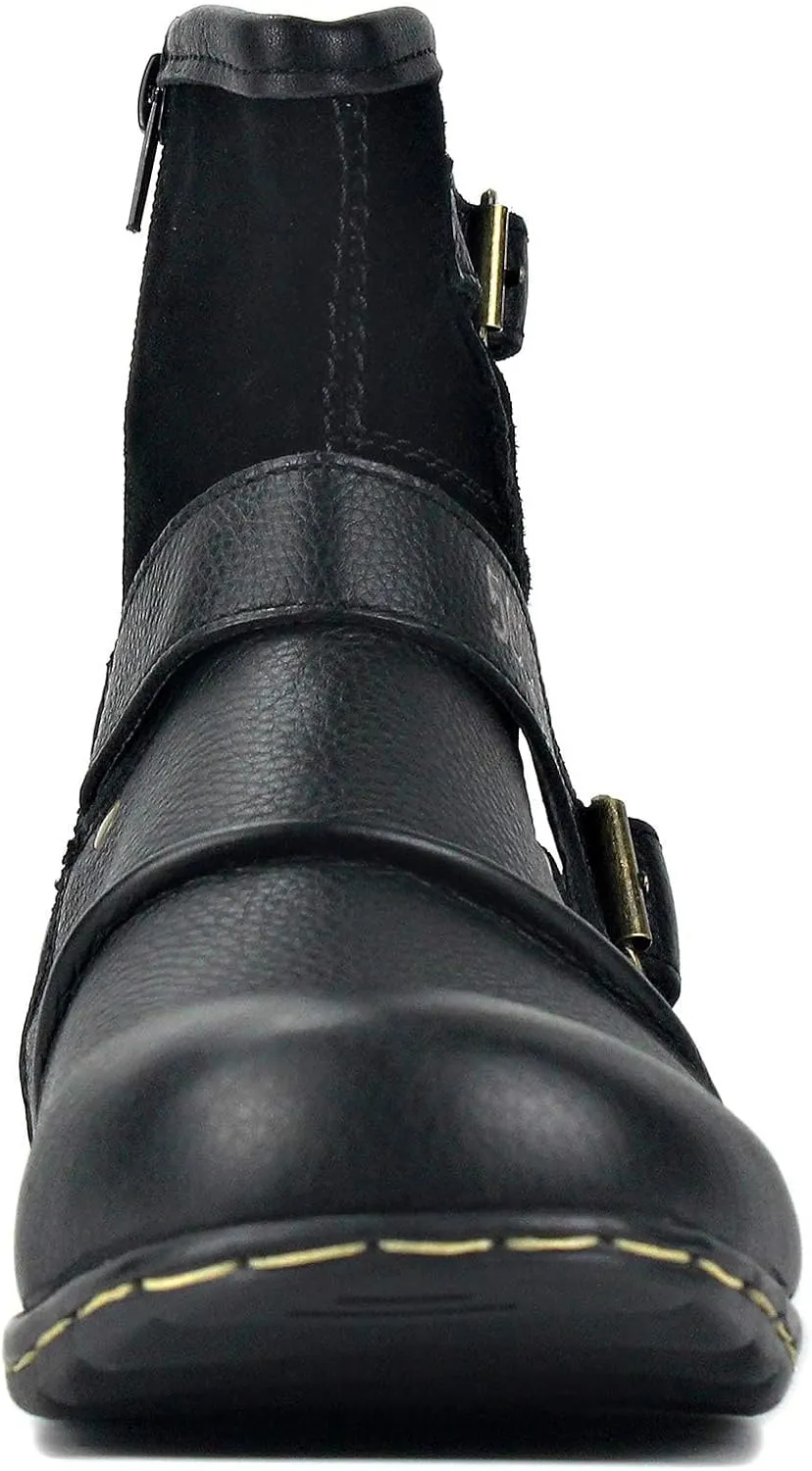 Leather Casual Motorcycle Combat Hiking Dress Ankle Boots for Men with Side Zipper CD-5008-1-N-S