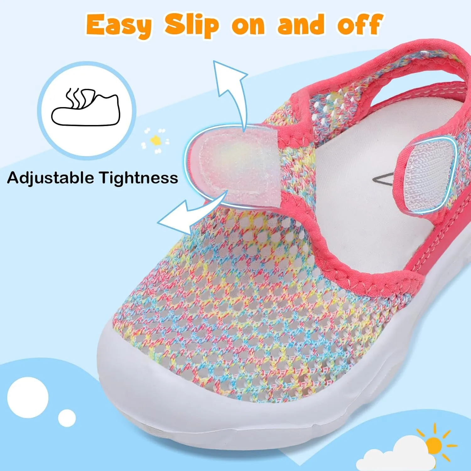 LeIsfIt Toddler Sandals Boys Girls Wide Sandals Kids Water Sandals Barefoot Water Shoes for Beach Swim Lightweight Closed Toe Summer Sandals