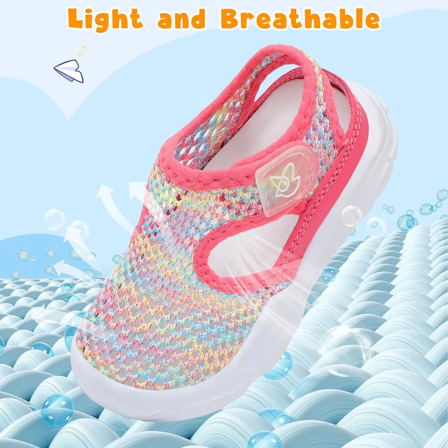 LeIsfIt Toddler Sandals Boys Girls Wide Sandals Kids Water Sandals Barefoot Water Shoes for Beach Swim Lightweight Closed Toe Summer Sandals