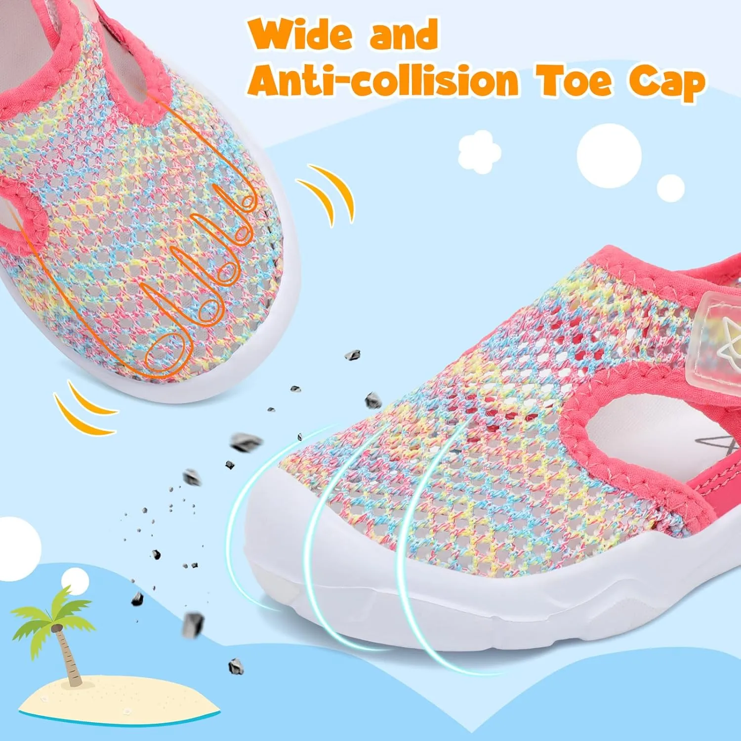 LeIsfIt Toddler Sandals Boys Girls Wide Sandals Kids Water Sandals Barefoot Water Shoes for Beach Swim Lightweight Closed Toe Summer Sandals